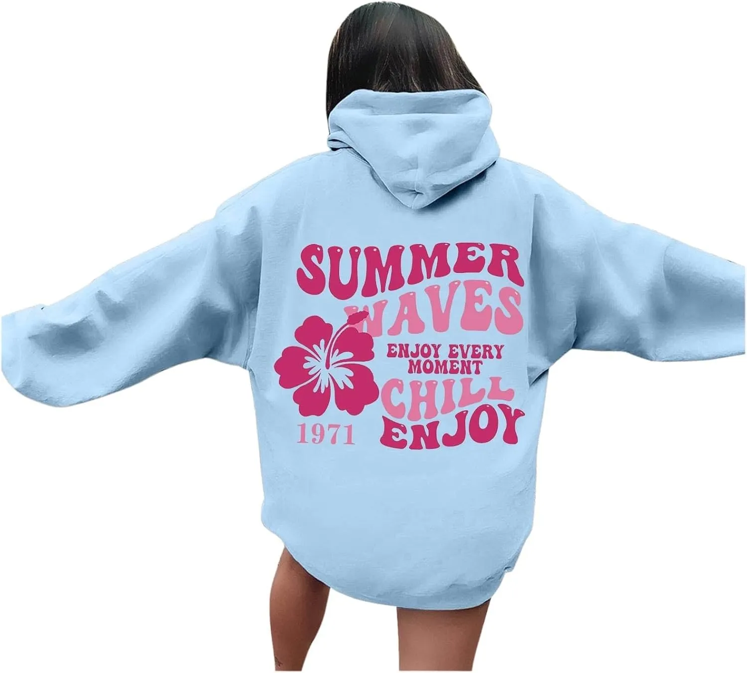 Pink Palm Hoodie Womens Long Sleeve Sweatshirt Trendy Graphic Drawstring Pullover Fall Outfits Y2k Preppy Clothes