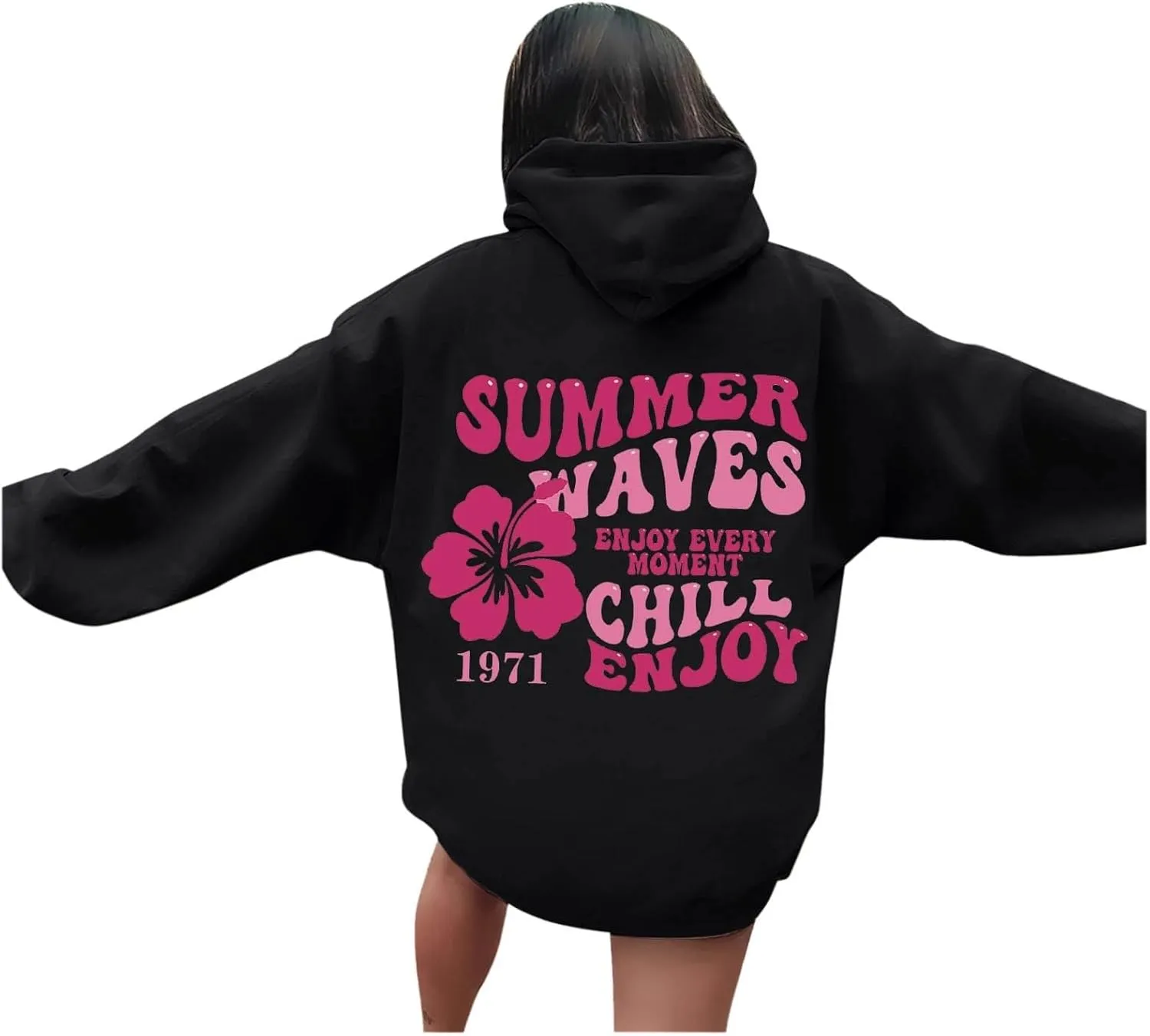 Pink Palm Hoodie Womens Long Sleeve Sweatshirt Trendy Graphic Drawstring Pullover Fall Outfits Y2k Preppy Clothes
