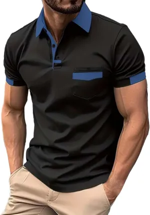 Pique Polo Shirts for Men Classic Button Basic Short Sleeve Performance Casual Golf Shirt Quick Dry Sport Gym T-Shirts