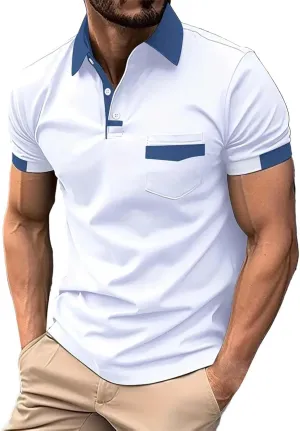 Pique Polo Shirts for Men Classic Button Basic Short Sleeve Performance Casual Golf Shirt Quick Dry Sport Gym T-Shirts