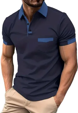 Pique Polo Shirts for Men Classic Button Basic Short Sleeve Performance Casual Golf Shirt Quick Dry Sport Gym T-Shirts