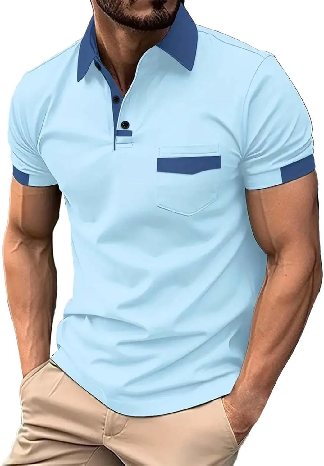 Pique Polo Shirts for Men Classic Button Basic Short Sleeve Performance Casual Golf Shirt Quick Dry Sport Gym T-Shirts