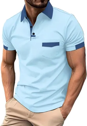Pique Polo Shirts for Men Classic Button Basic Short Sleeve Performance Casual Golf Shirt Quick Dry Sport Gym T-Shirts