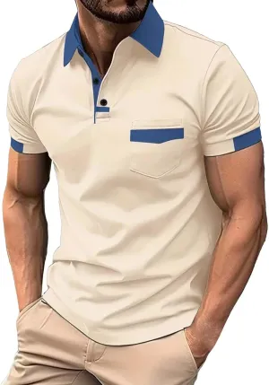 Pique Polo Shirts for Men Classic Button Basic Short Sleeve Performance Casual Golf Shirt Quick Dry Sport Gym T-Shirts