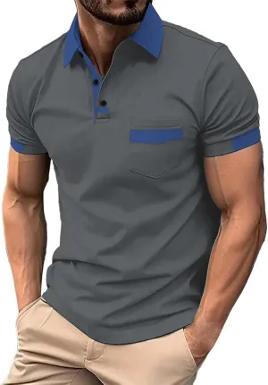 Pique Polo Shirts for Men Classic Button Basic Short Sleeve Performance Casual Golf Shirt Quick Dry Sport Gym T-Shirts