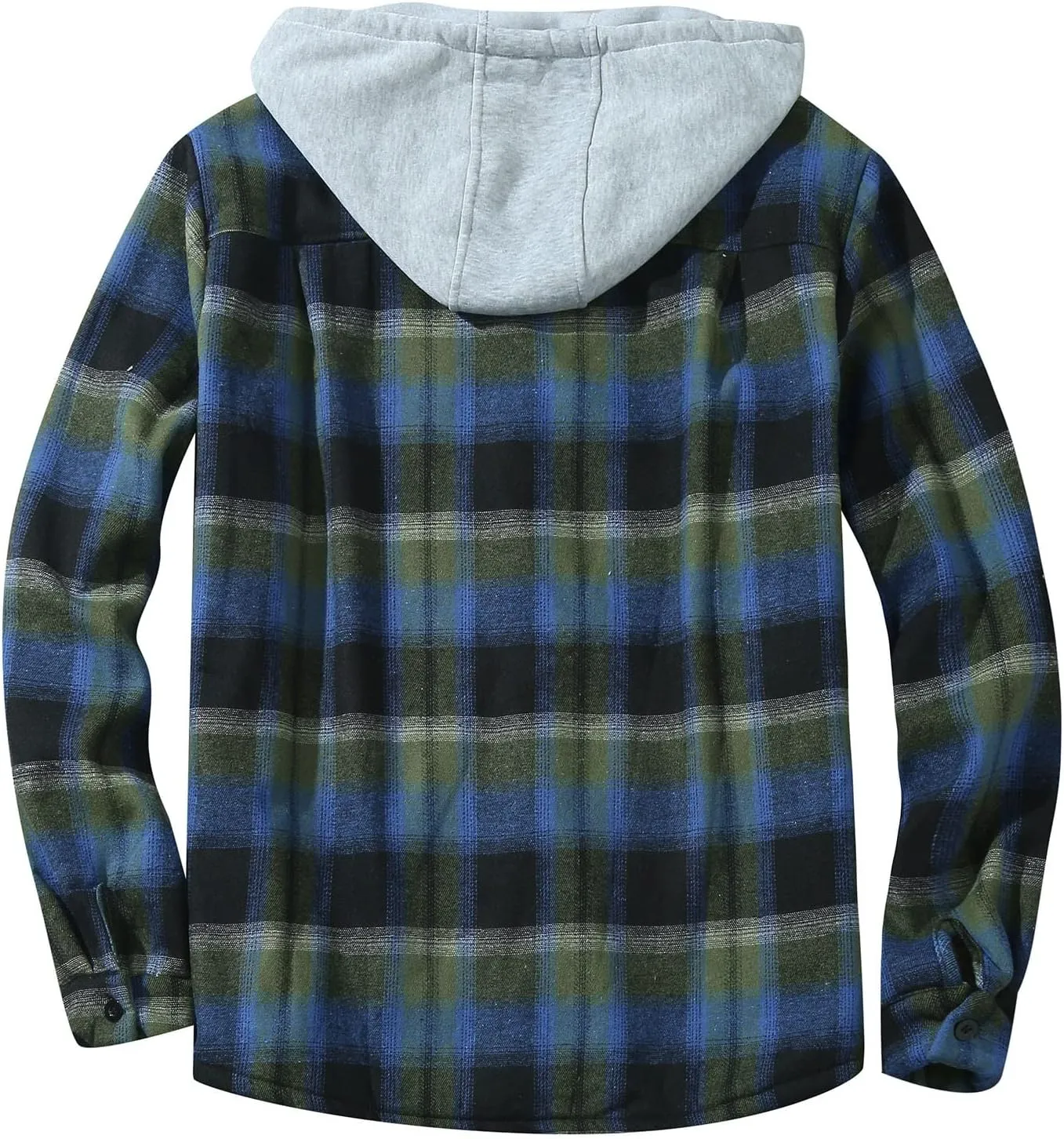 Plaid Hoodies Jackets for Men Relaxed Fit Zip Up Long Sleeve Fleece Lined Casual Plaid Jacket Color Block Patchwork