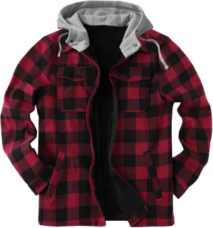 Plaid Hoodies Jackets for Men Relaxed Fit Zip Up Long Sleeve Fleece Lined Casual Plaid Jacket Color Block Patchwork