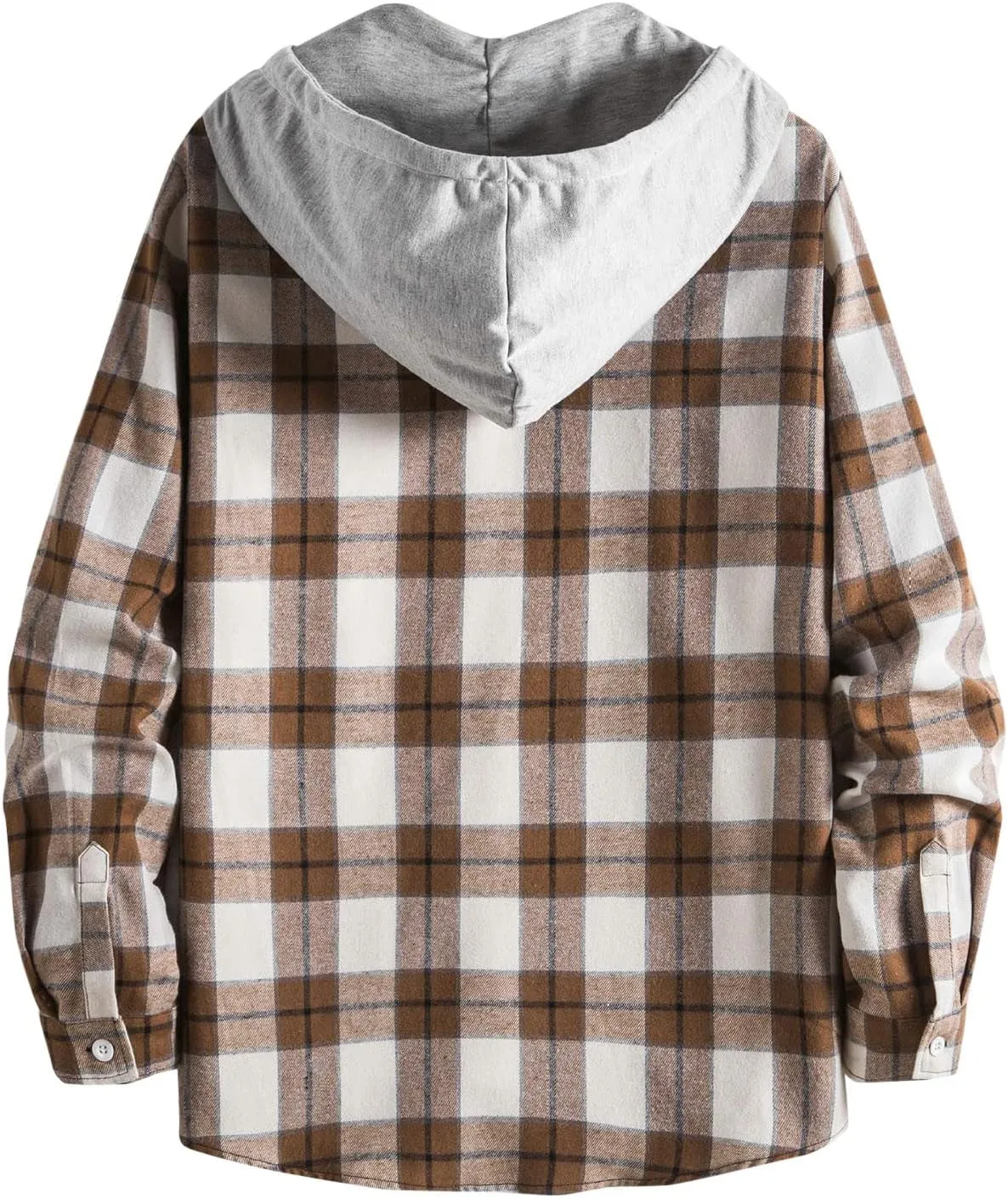 Plaid Hoodies Jackets for Men Relaxed Fit Zip Up Long Sleeve Lightweight Lined Button Down Padded Jackets Color Block