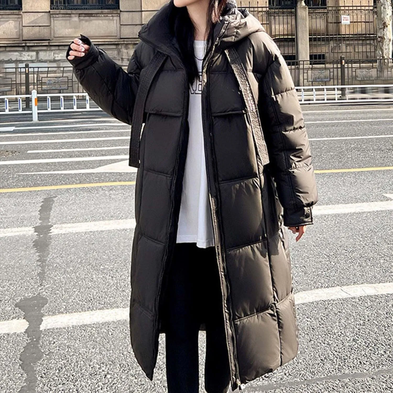 Plus size Thermal Coat for Women Long Length Heavyweight Thicken Down Jackets 2024 Trendy Warm Oversize Puffer Jacket