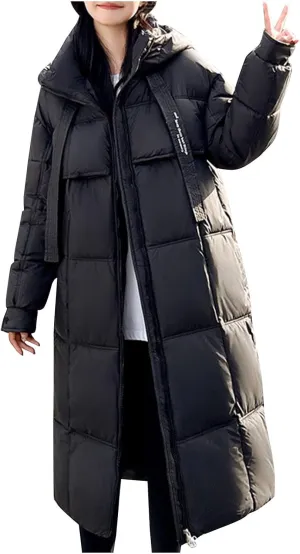 Plus size Thermal Coat for Women Long Length Heavyweight Thicken Down Jackets 2024 Trendy Warm Oversize Puffer Jacket