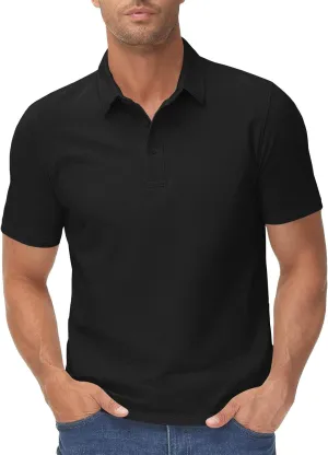 Polo Shirts for Mens Classic Fit Athletic Golf Polos Performance Quick-Dry Short Sleeve Collared T-Shirts Work Shirt