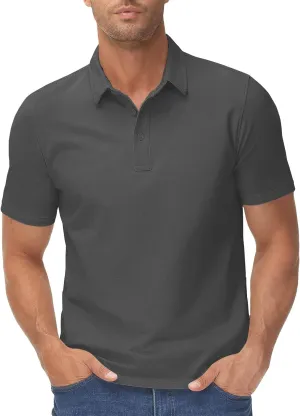 Polo Shirts for Mens Classic Fit Athletic Golf Polos Performance Quick-Dry Short Sleeve Collared T-Shirts Work Shirt