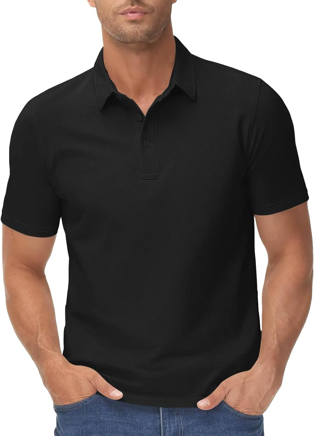 Polo Shirts for Mens Classic Fit Athletic Golf Polos Performance Quick-Dry Short Sleeve Collared T-Shirts Work Shirt
