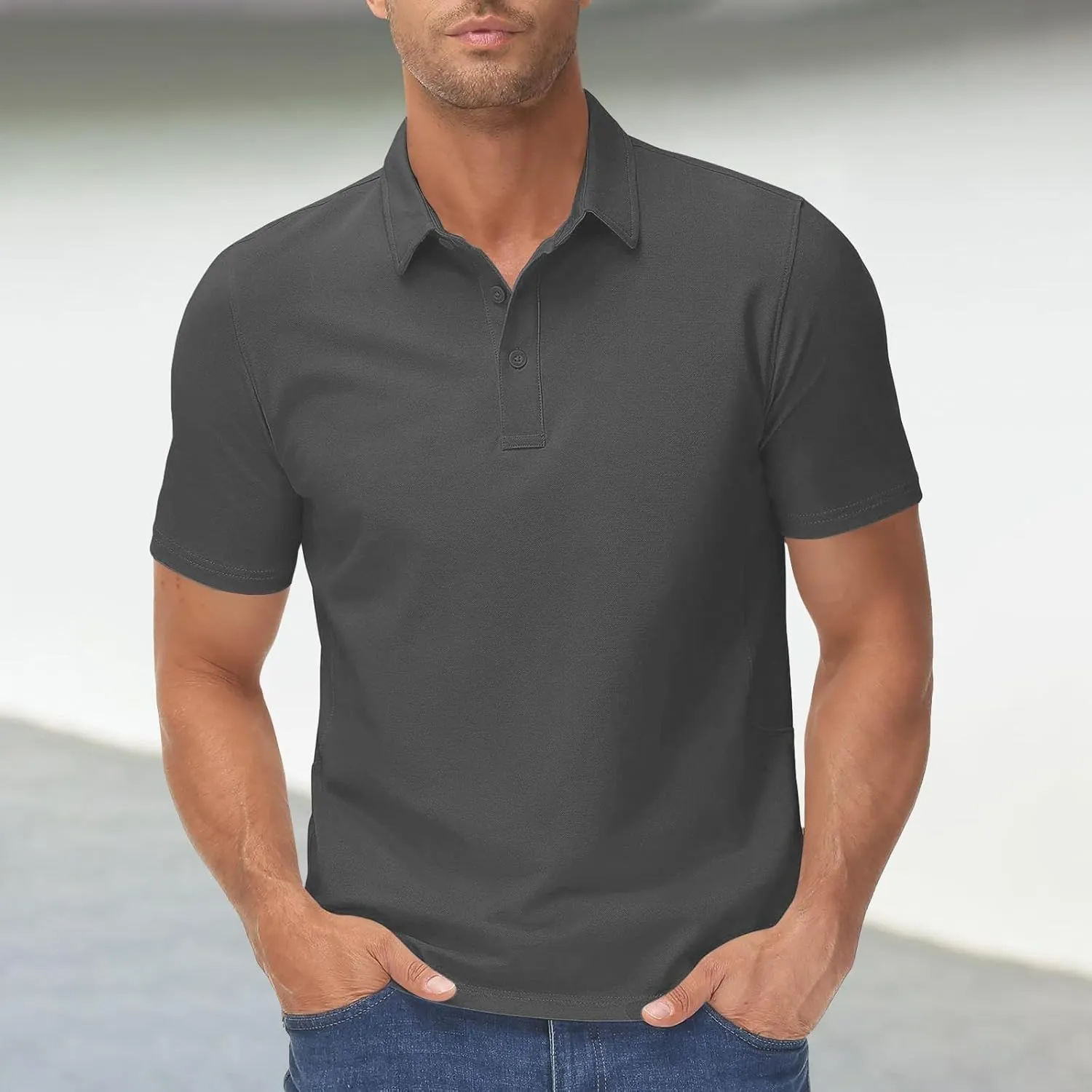 Polo Shirts for Mens Classic Fit Athletic Golf Polos Performance Quick-Dry Short Sleeve Collared T-Shirts Work Shirt