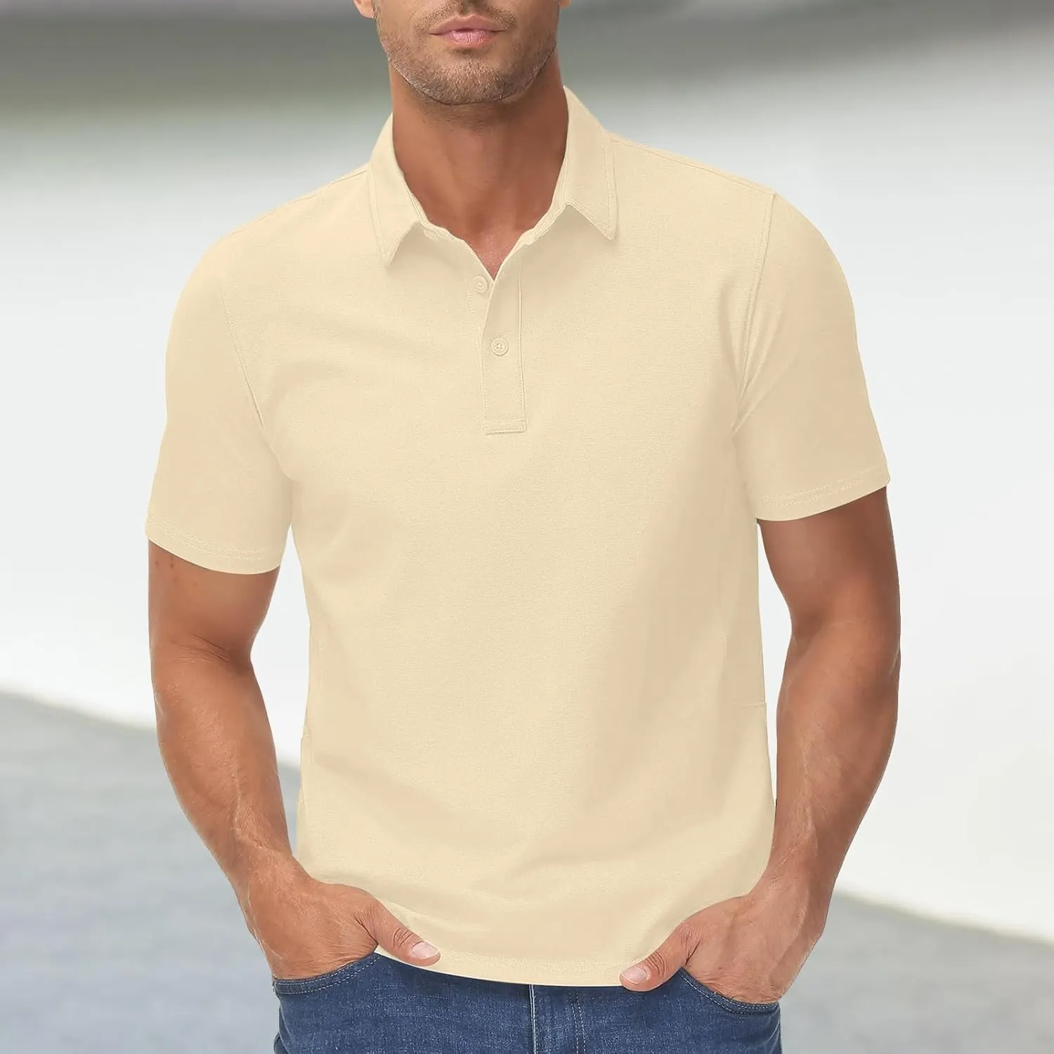 Polo Shirts for Mens Classic Fit Athletic Golf Polos Performance Quick-Dry Short Sleeve Collared T-Shirts Work Shirt