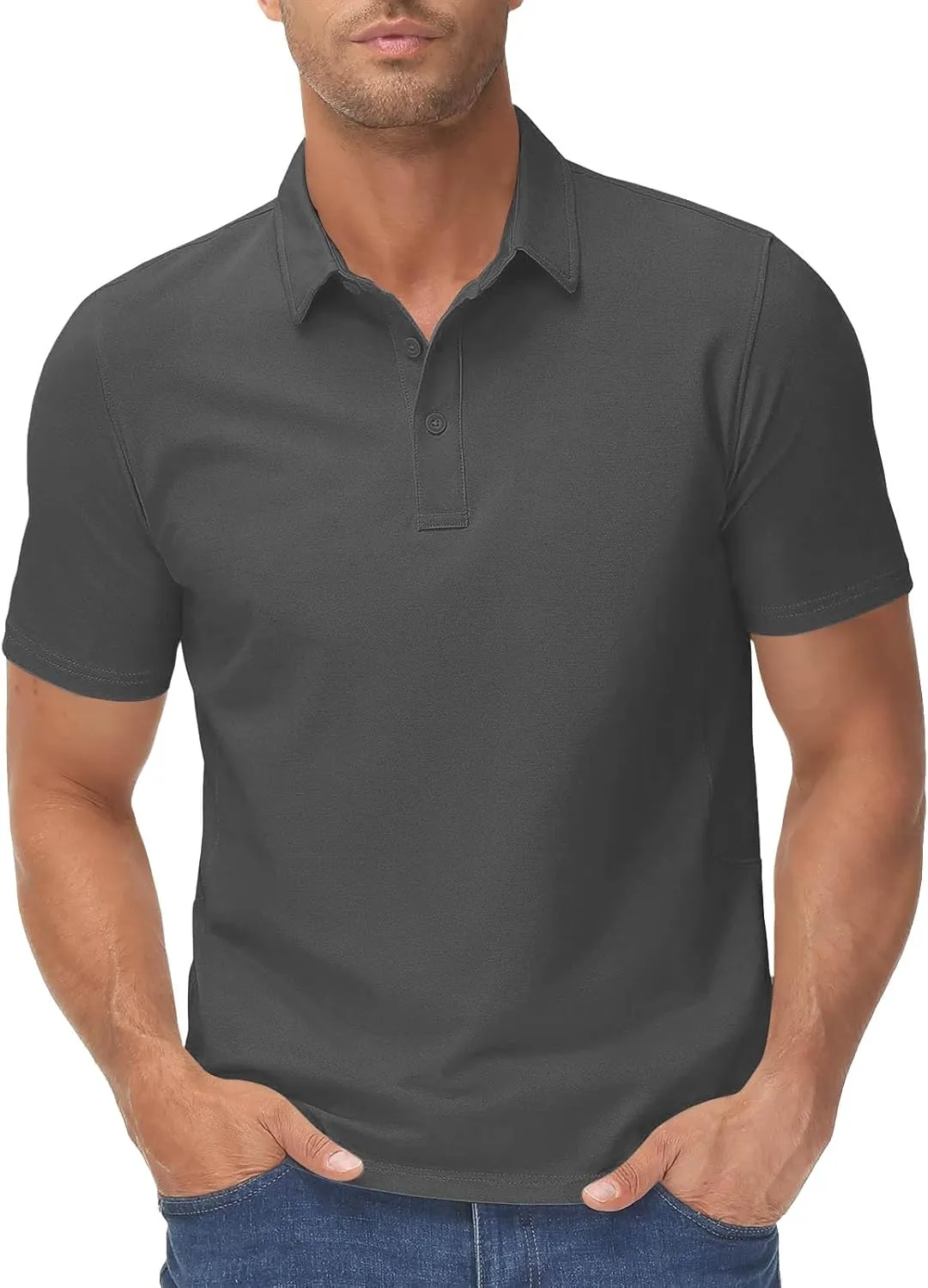 Polo Shirts for Mens Classic Fit Athletic Golf Polos Performance Quick-Dry Short Sleeve Collared T-Shirts Work Shirt