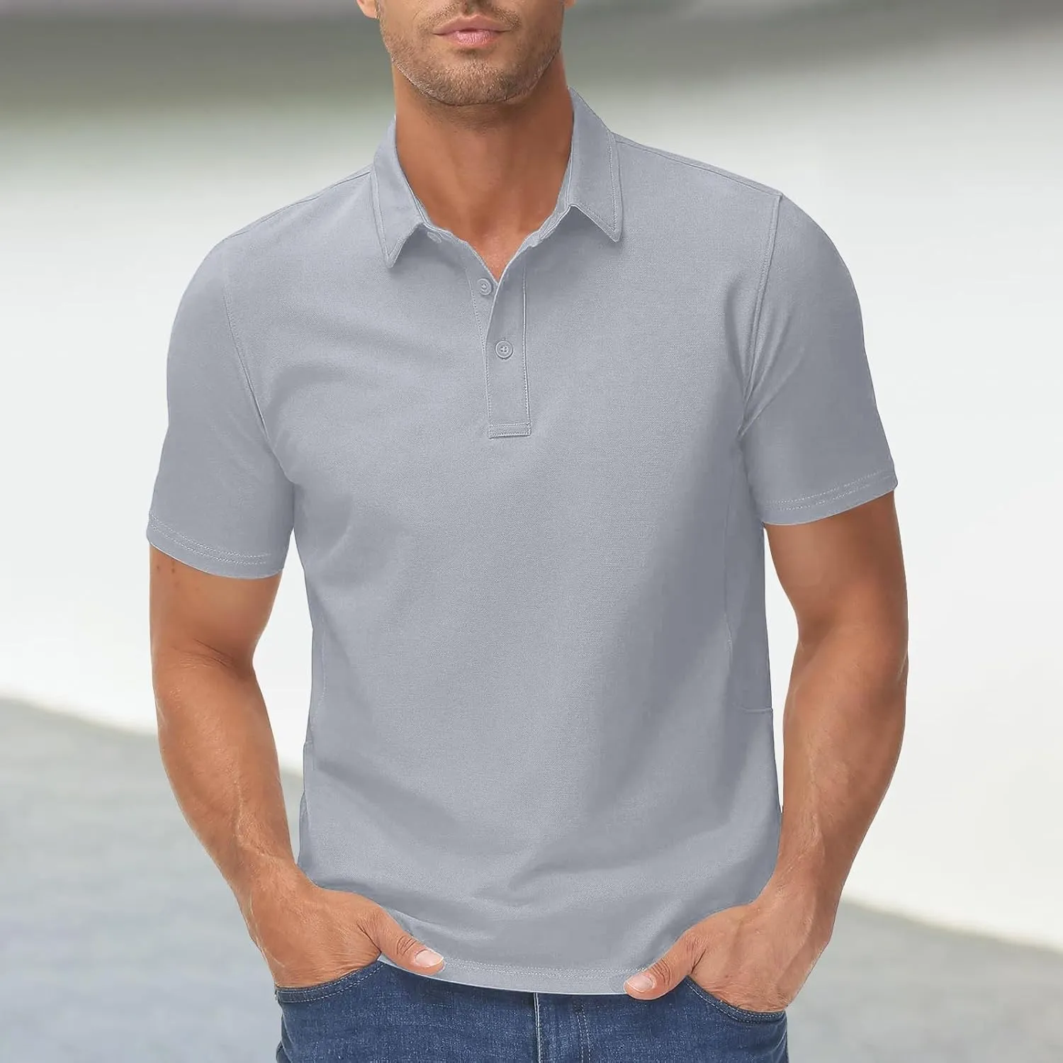 Polo Shirts for Mens Classic Fit Athletic Golf Polos Performance Quick-Dry Short Sleeve Collared T-Shirts Work Shirt