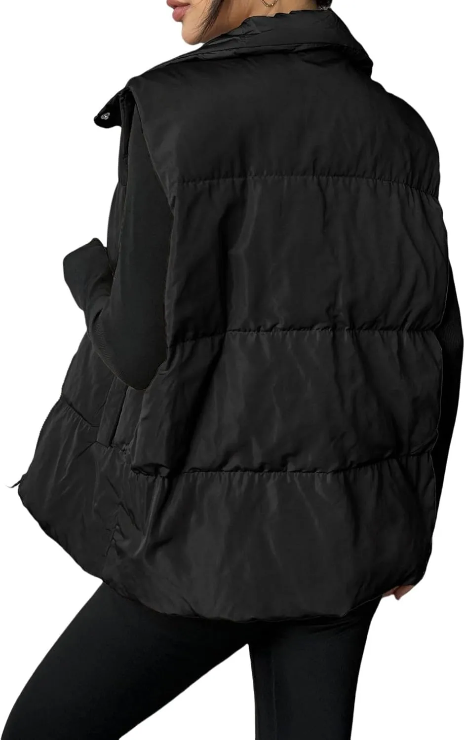 Puff Vest for Women Collared Sleeveless Sweaters Casual Zip Up Puffer Jackets Lightweight Down Vest Padded Outerwear