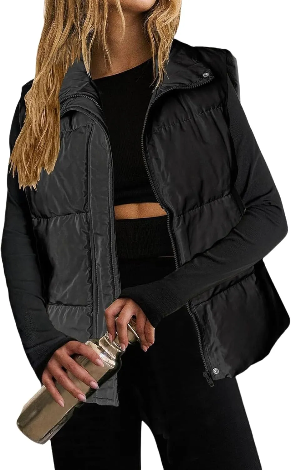 Puff Vest for Women Collared Sleeveless Sweaters Casual Zip Up Puffer Jackets Lightweight Down Vest Padded Outerwear