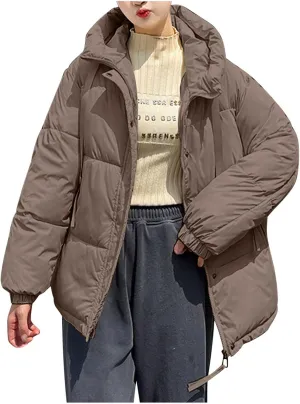 Puffer Jacket Womens Thicken Lightweight Parka Cotton Warm Oversized Fashion Casual Coat 2025 Outfits With Pockets