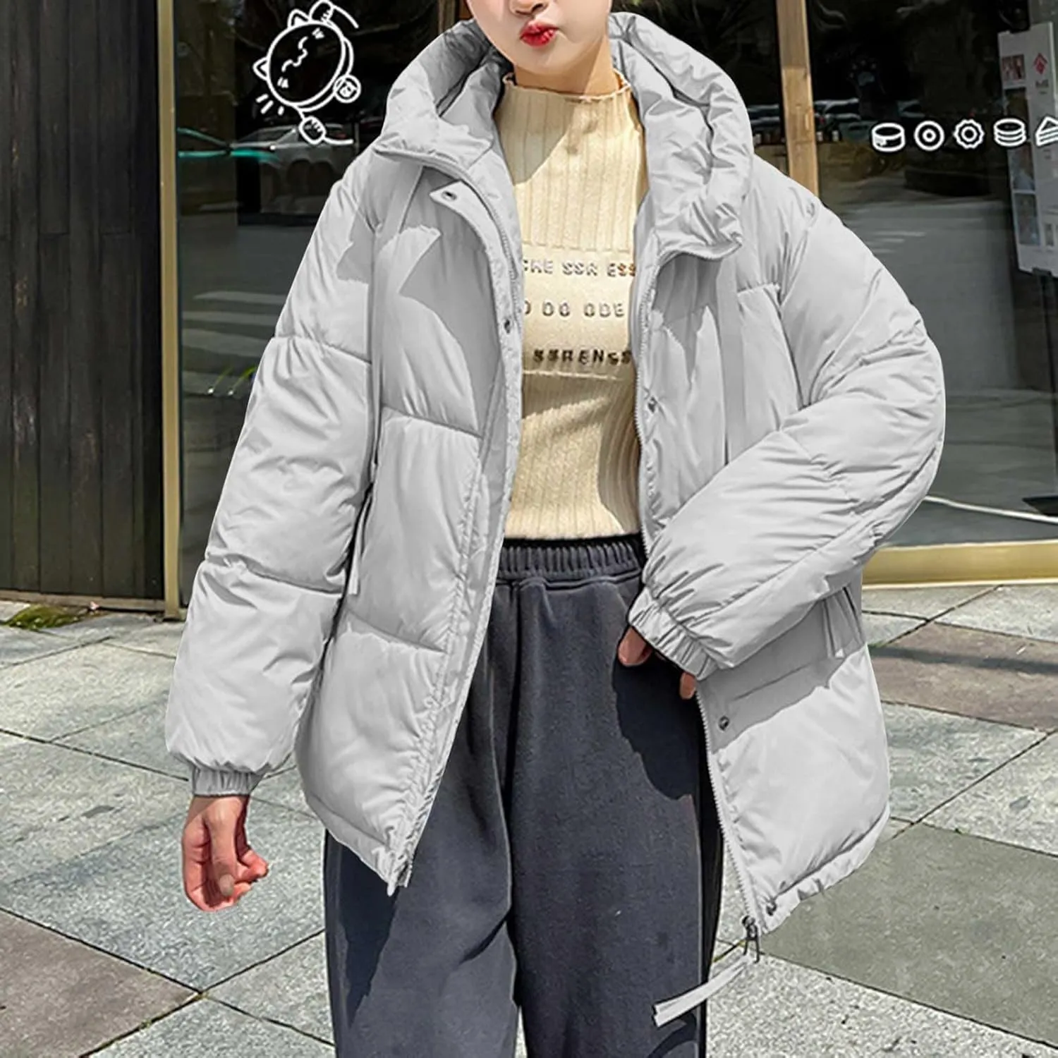 Puffer Jacket Womens Thicken Lightweight Parka Cotton Warm Oversized Fashion Casual Coat 2025 Outfits With Pockets