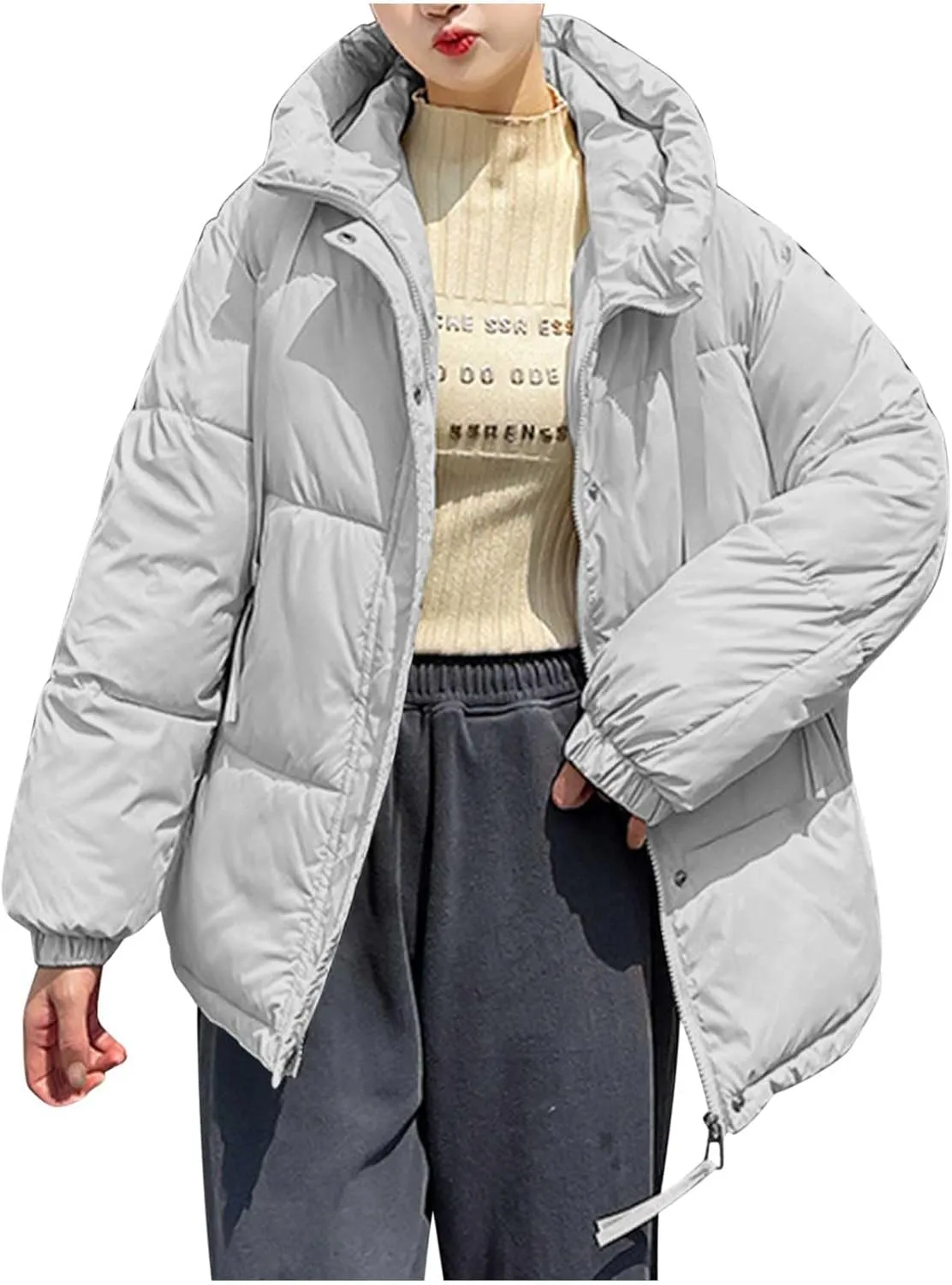 Puffer Jacket Womens Thicken Lightweight Parka Cotton Warm Oversized Fashion Casual Coat 2025 Outfits With Pockets