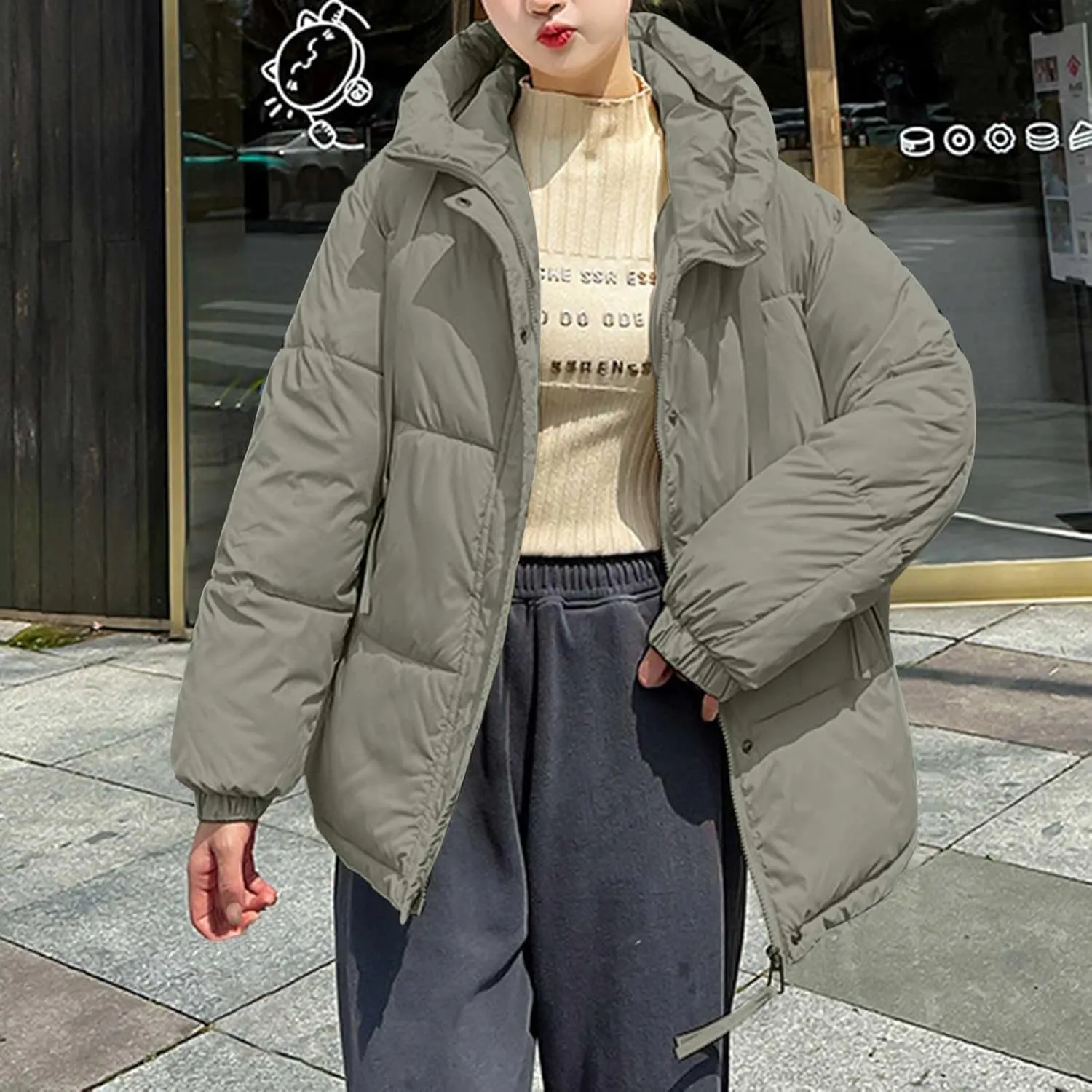 Puffer Jacket Womens Thicken Lightweight Parka Cotton Warm Oversized Fashion Casual Coat 2025 Outfits With Pockets