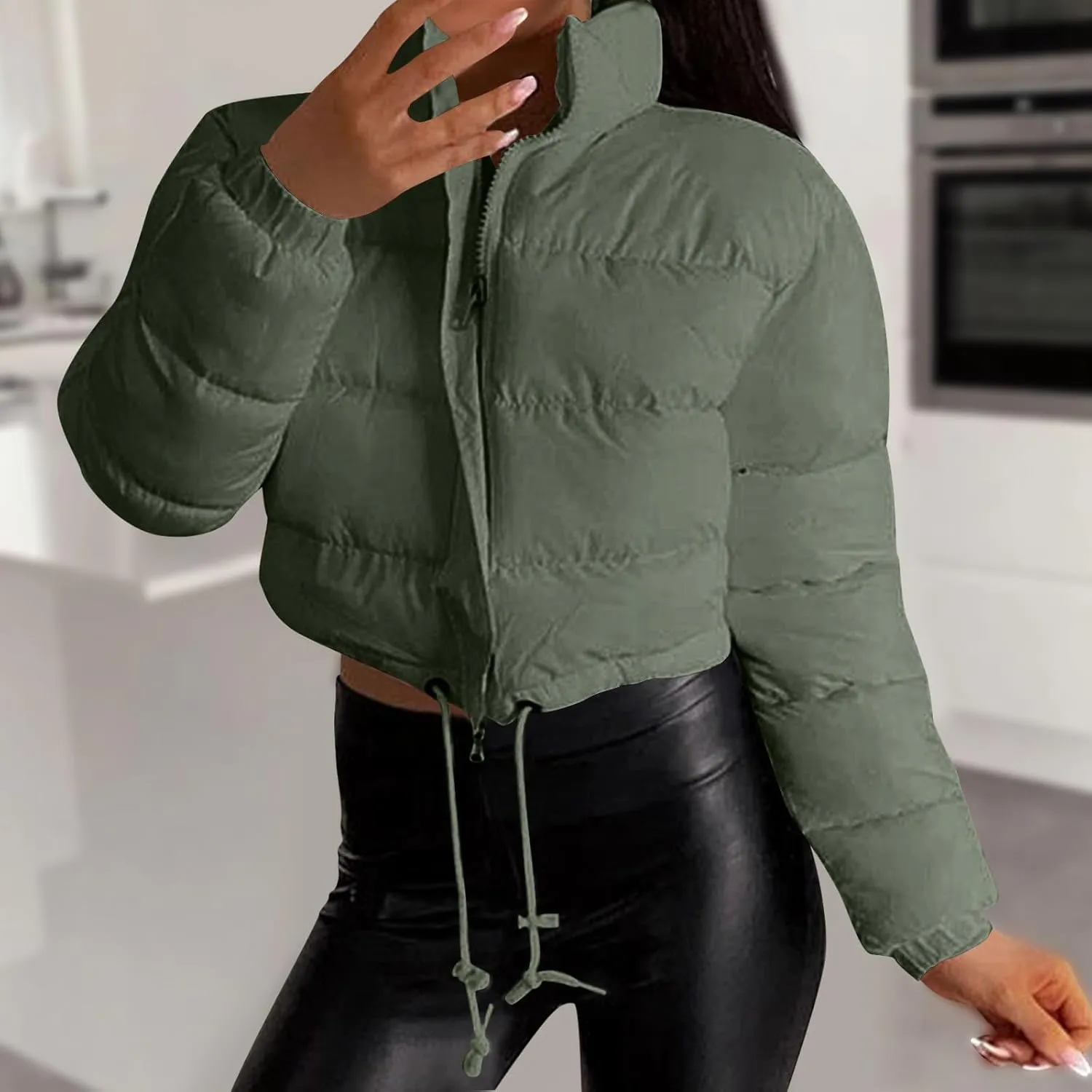 Puffer Jacket Womens Thicken Lightweight Parka Cotton Warm Oversized Fashion Casual Coat 2025 Outfits with Pockets