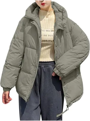 Puffer Jacket Womens Thicken Lightweight Parka Cotton Warm Oversized Fashion Casual Coat 2025 Outfits With Pockets