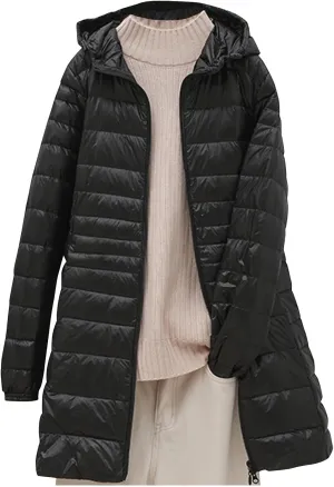 Puffer Jackets Women Lightweight Full Zipper Quilted Jacket Long Sleeve down Jackets Winter Outerwear with Hood