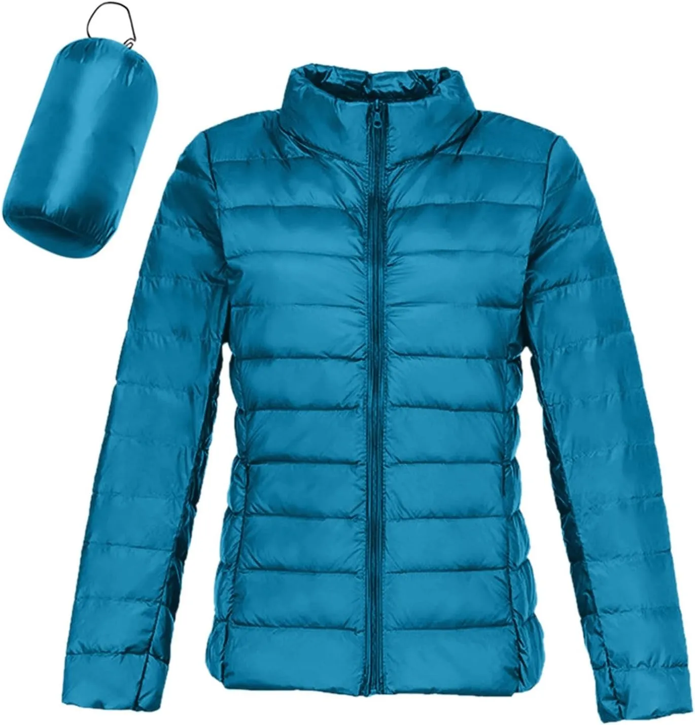 Quilted Jackets for Women Casual Lightweight Hooded Down Jacket Packable Solid Color Puffer Coats Jacket with Storage Bag