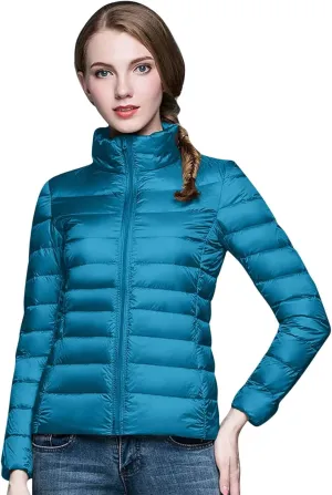 Quilted Jackets for Women Casual Lightweight Hooded Down Jacket Packable Solid Color Puffer Coats Jacket with Storage Bag