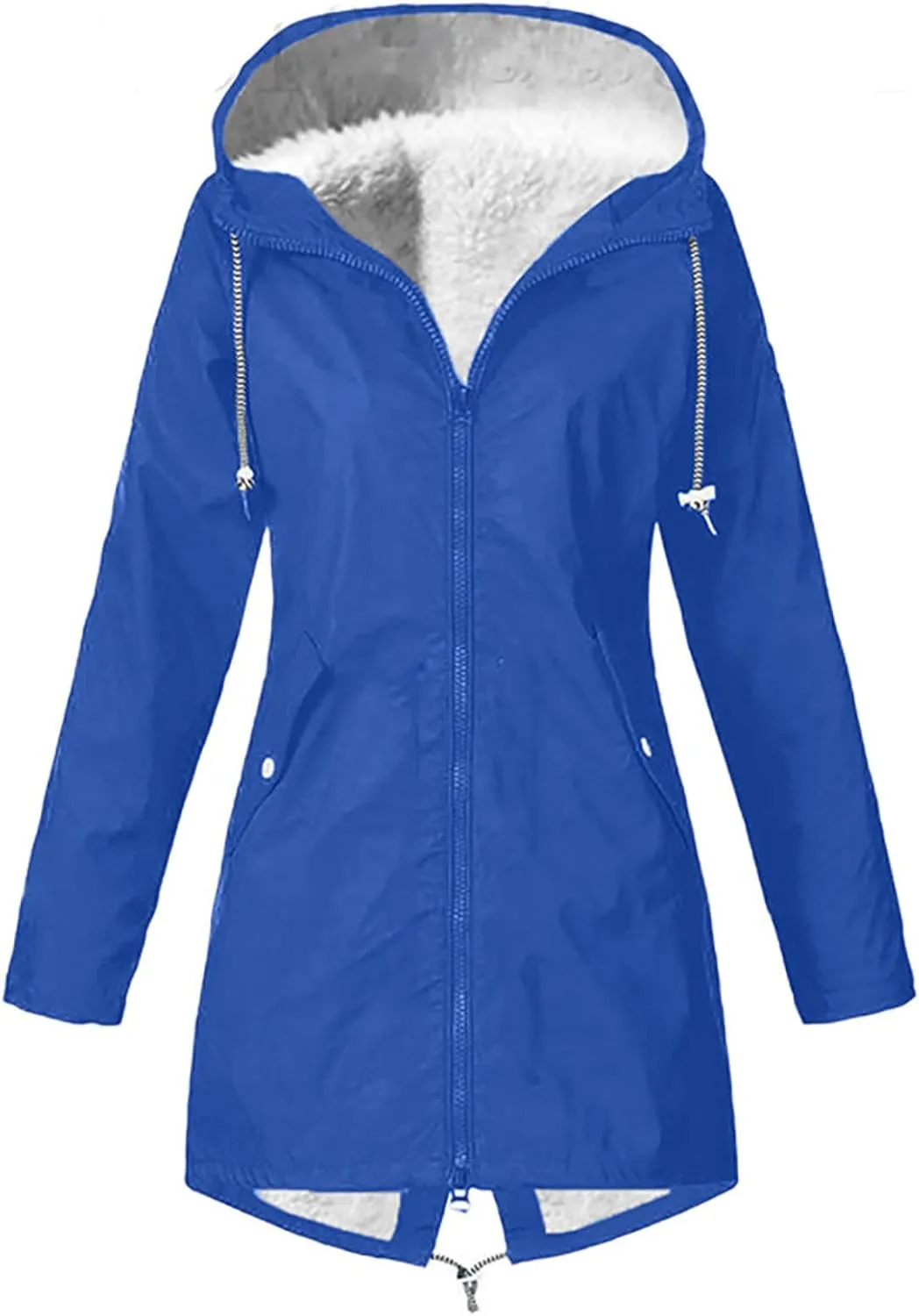 Rain Coats for Women Waterproof with Hood Thickened Fleece Lined Raincoat Casual Solid Lightweight Rain Coats