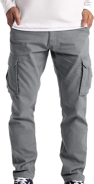 Relaxed Fit Fleece Cargo Sweatpants for Men Oversized Causal Athletic Jogger Pants Outdoor Military Army Cargo Pants