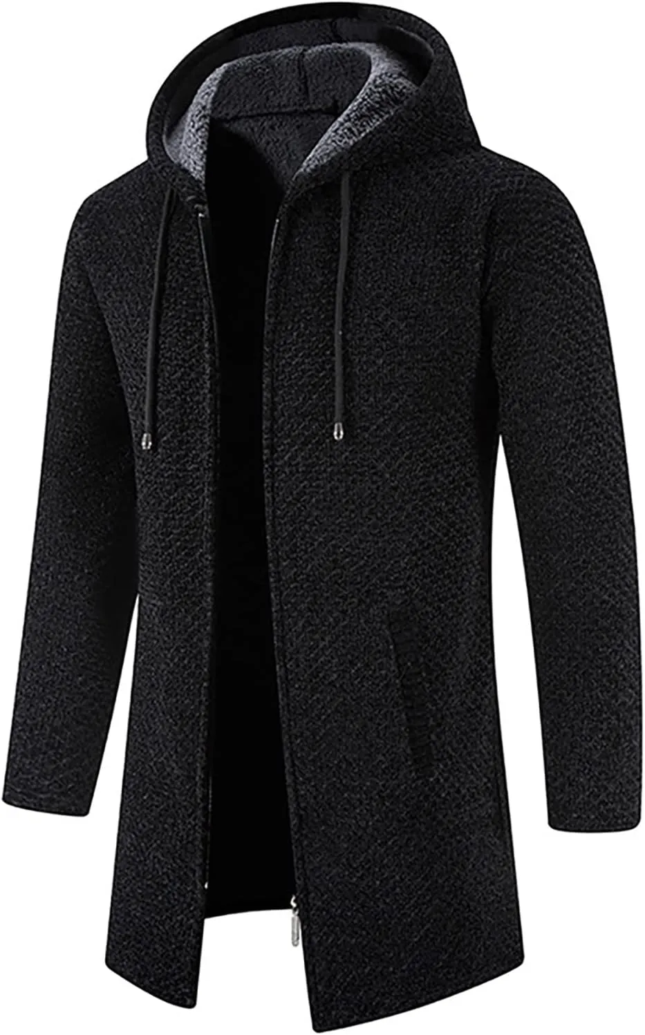 RTRDE Men's Coats Sherpa Lined Pea Coat Business Casual Trench Overcoat Long Jacket Coat, L-4XL