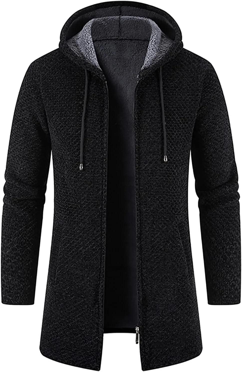 RTRDE Men's Coats Sherpa Lined Pea Coat Business Casual Trench Overcoat Long Jacket Coat, L-4XL