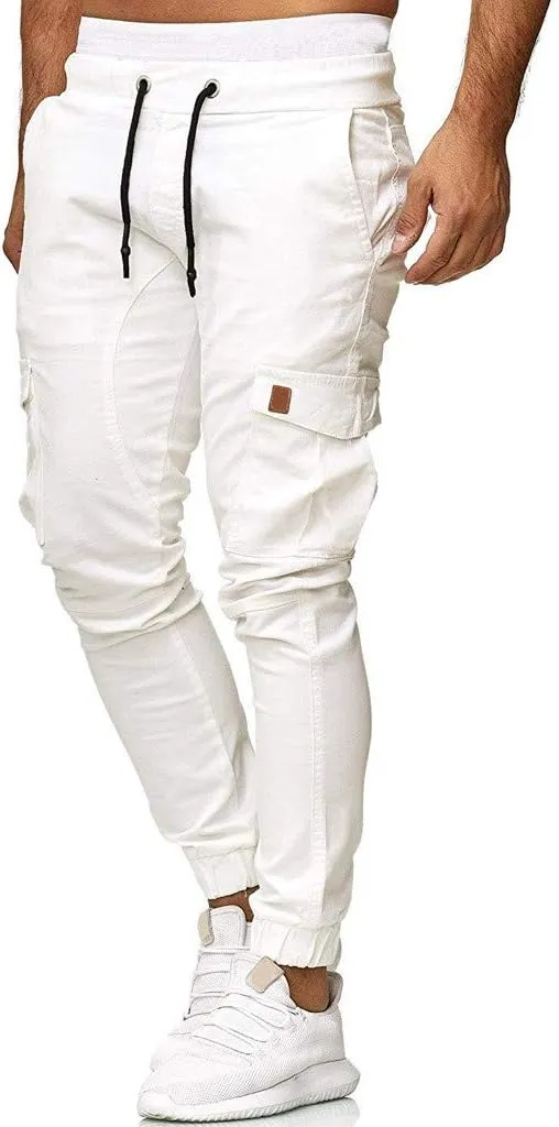 sdbrld Cargo Pants For Men Mens Cargo Pants Solid Drawstring Sport Jogger Cargo Pants Outdoor Trendy Hiking Trousers Panrts