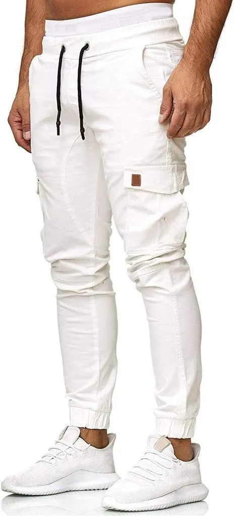 sdbrld Cargo Pants For Men Mens Cargo Pants Solid Drawstring Sport Jogger Cargo Pants Outdoor Trendy Hiking Trousers Panrts