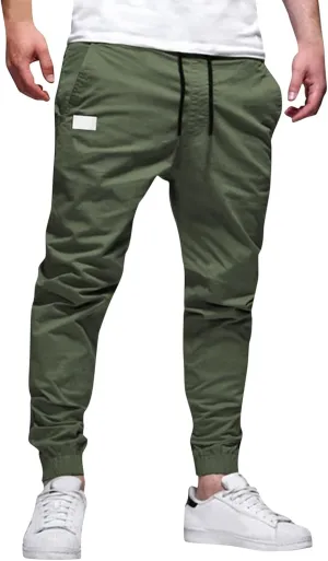 sdbrld Cargo Pants For Men Mens Trendy Outdoor Hiking Joggers Pants Solid Mid Waist Drawstring Cargo Pants with Pockets
