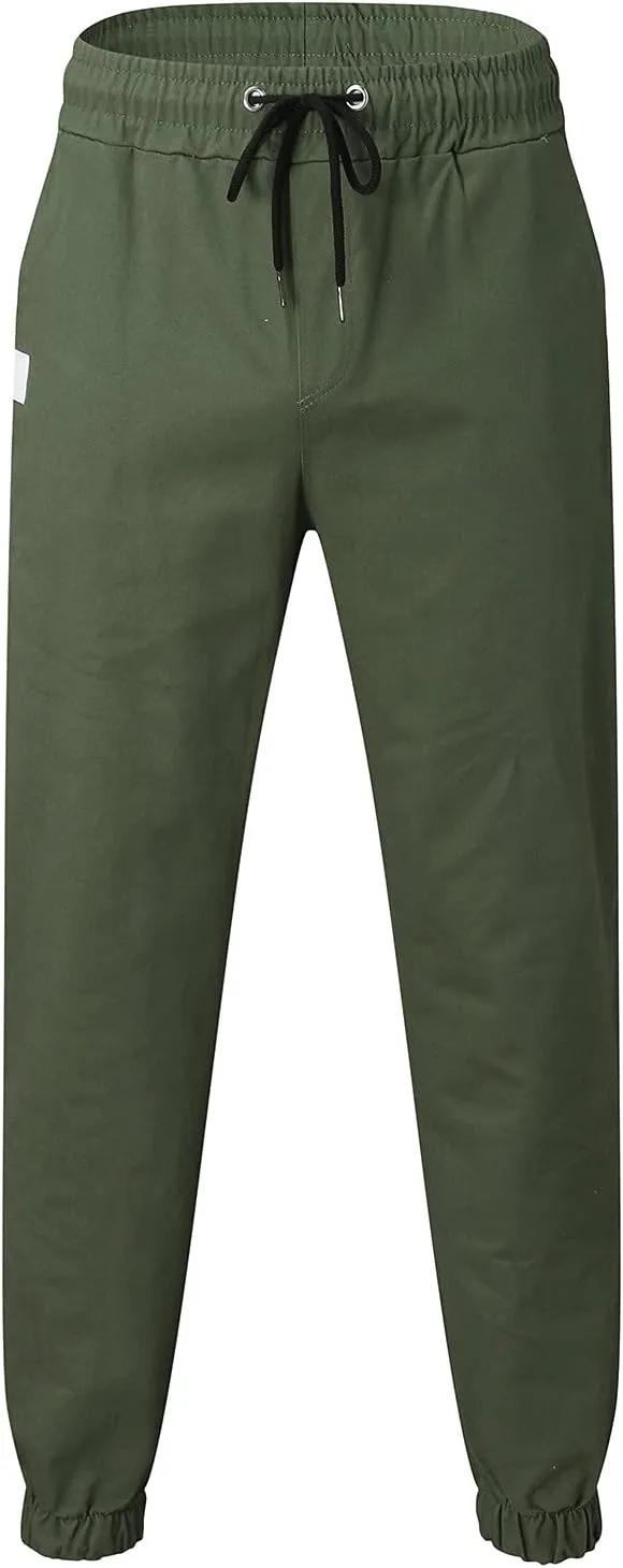 sdbrld Cargo Pants For Men Mens Trendy Outdoor Hiking Joggers Pants Solid Mid Waist Drawstring Cargo Pants with Pockets
