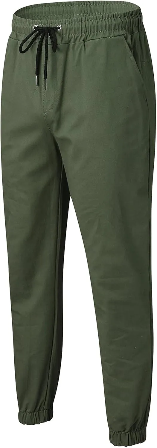 sdbrld Cargo Pants For Men Mens Trendy Outdoor Hiking Joggers Pants Solid Mid Waist Drawstring Cargo Pants with Pockets