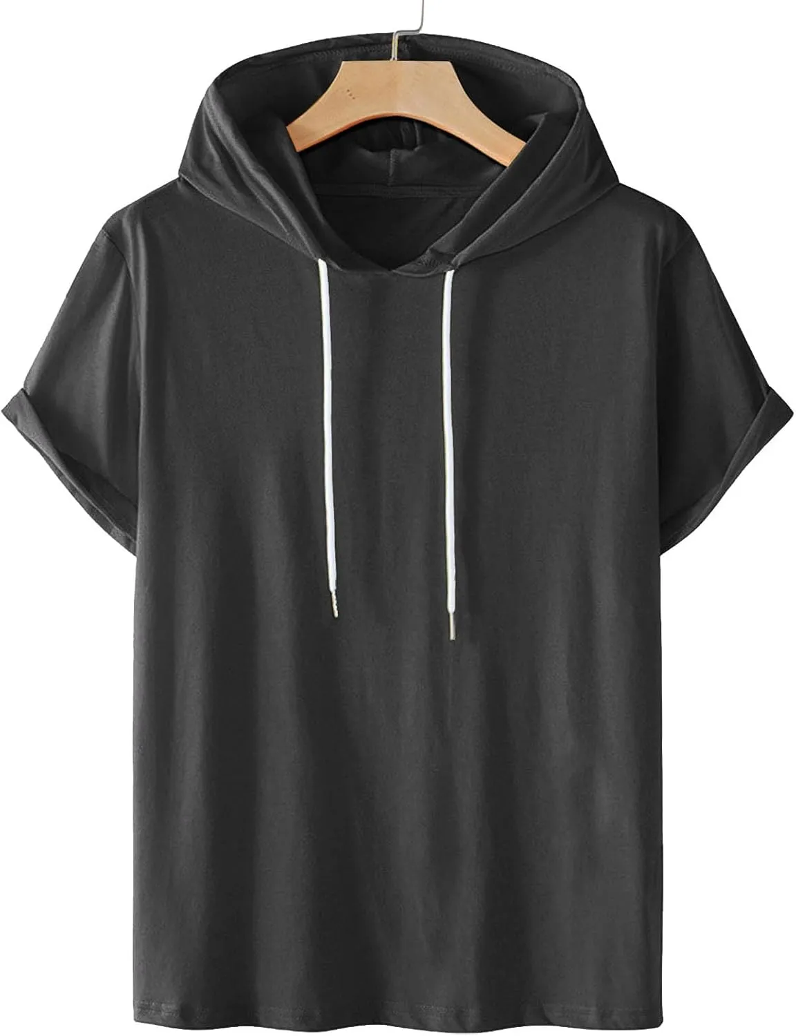 Short Sleeve Hoodies for Men Gym Workout Sweatshirt Lightweight Athletic Pullover Plus Size Hooded T Shirt Active Tops