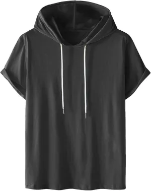 Short Sleeve Hoodies for Men Gym Workout Sweatshirt Lightweight Athletic Pullover Plus Size Hooded T Shirt Active Tops