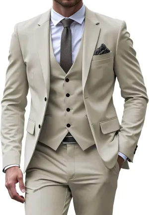 SHUZHXLZANGY Men's 3 Piece Suit Slim Fit Suits for Men Wedding Suits Prom Suits Formal Business Elegant