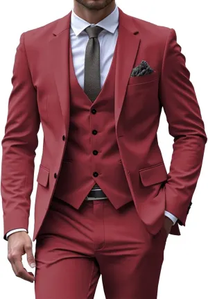 SHUZHXLZANGY Men's 3 Piece Suit Slim Fit Suits for Men Wedding Suits Prom Suits Formal Business Elegant