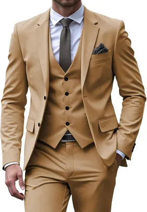 SHUZHXLZANGY Men's 3 Piece Suit Slim Fit Suits for Men Wedding Suits Prom Suits Formal Business Elegant