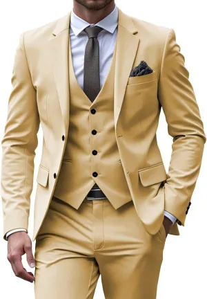 SHUZHXLZANGY Men's 3 Piece Suit Slim Fit Suits for Men Wedding Suits Prom Suits Formal Business Elegant