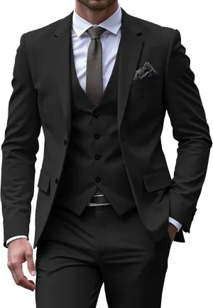 SHUZHXLZANGY Men's 3 Piece Suit Slim Fit Suits for Men Wedding Suits Prom Suits Formal Business Elegant