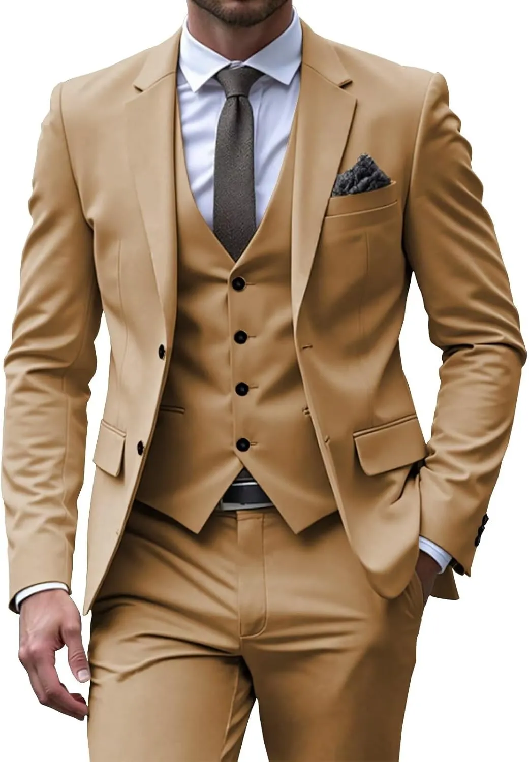 SHUZHXLZANGY Men's 3 Piece Suit Slim Fit Suits for Men Wedding Suits Prom Suits Formal Business Elegant