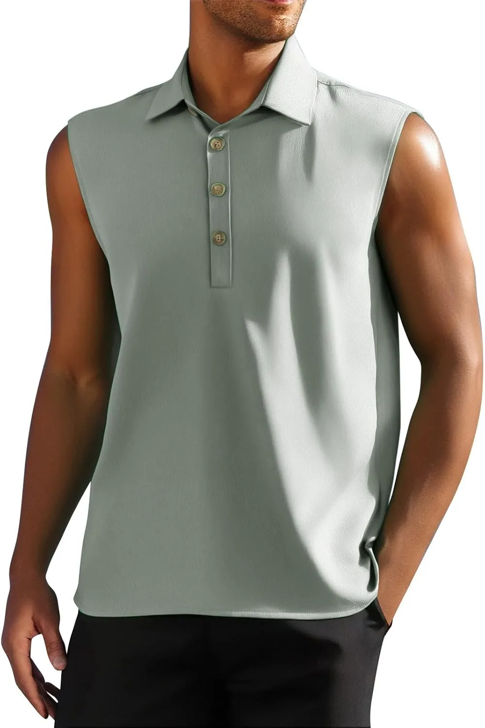 Sleeveless Beach Shirts for Men Stylish Button Up Tank Tops Summer Casual Lapel Collared Big and Tall Lapel Vest Shirt